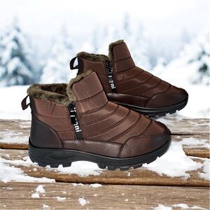 ❄️🥶Size:10 Brown Winter Cozy Boots with Durable Soles and Classic Design